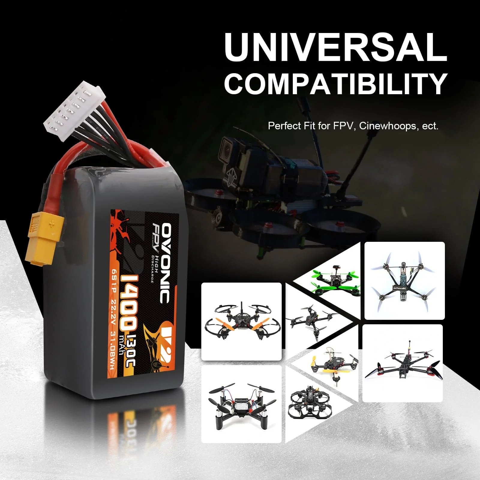 Ovonic 6S 1400mAh 130C LiPo Ba - Drone Battery Bag 评论和价格