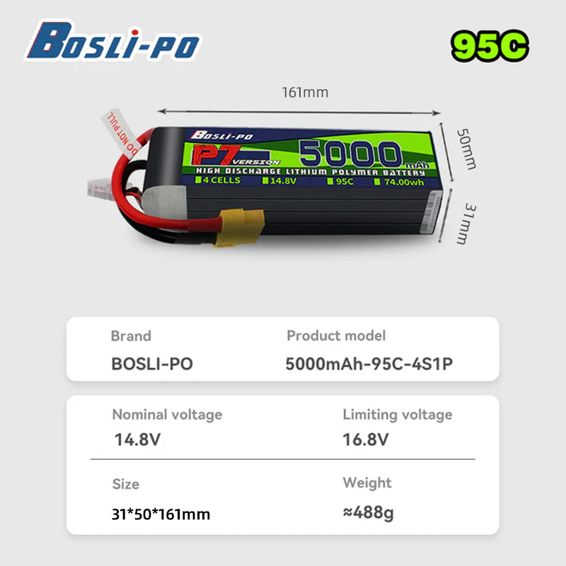 Boslipo P7 Version 5000mAh 95C - Drone Battery 4S 评论和价格