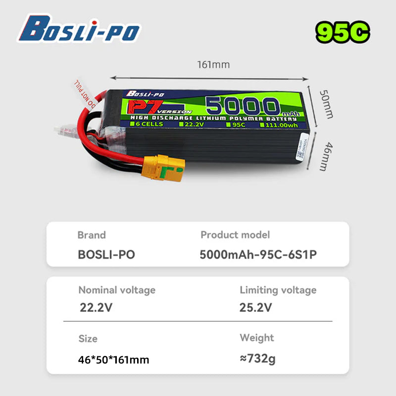 Boslipo P7 Version 5000mAh 95C - Drone Battery 4S 评论和价格