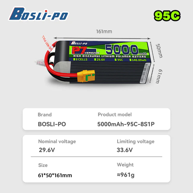Boslipo P7 Version 5000mAh 95C - Drone Battery 4S 评论和价格